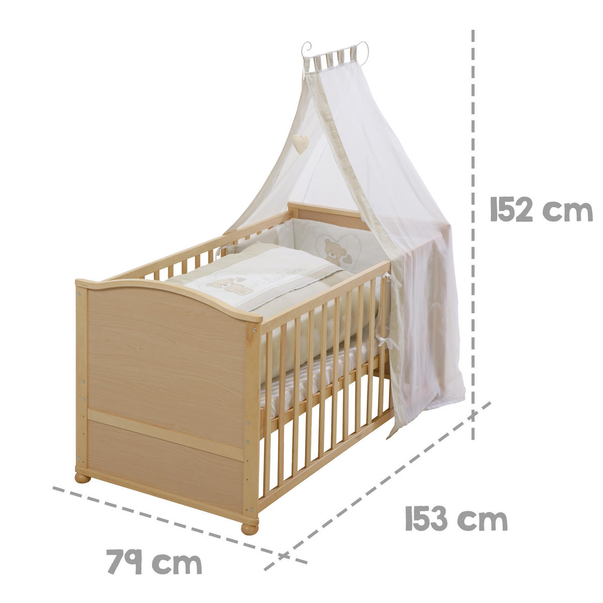 BABYBETT Liebhabär 70 x 140 cm inkl. Textilien - Naturfarben, Holzwerkstoff (70/140cm) - Roba