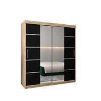 SCHWEBETÜRENSCHRANK 200/180/62 2-türig - Silberfarben/Schwarz, Holz/Kunststoff (180/200/62cm) - Abiks Möbel