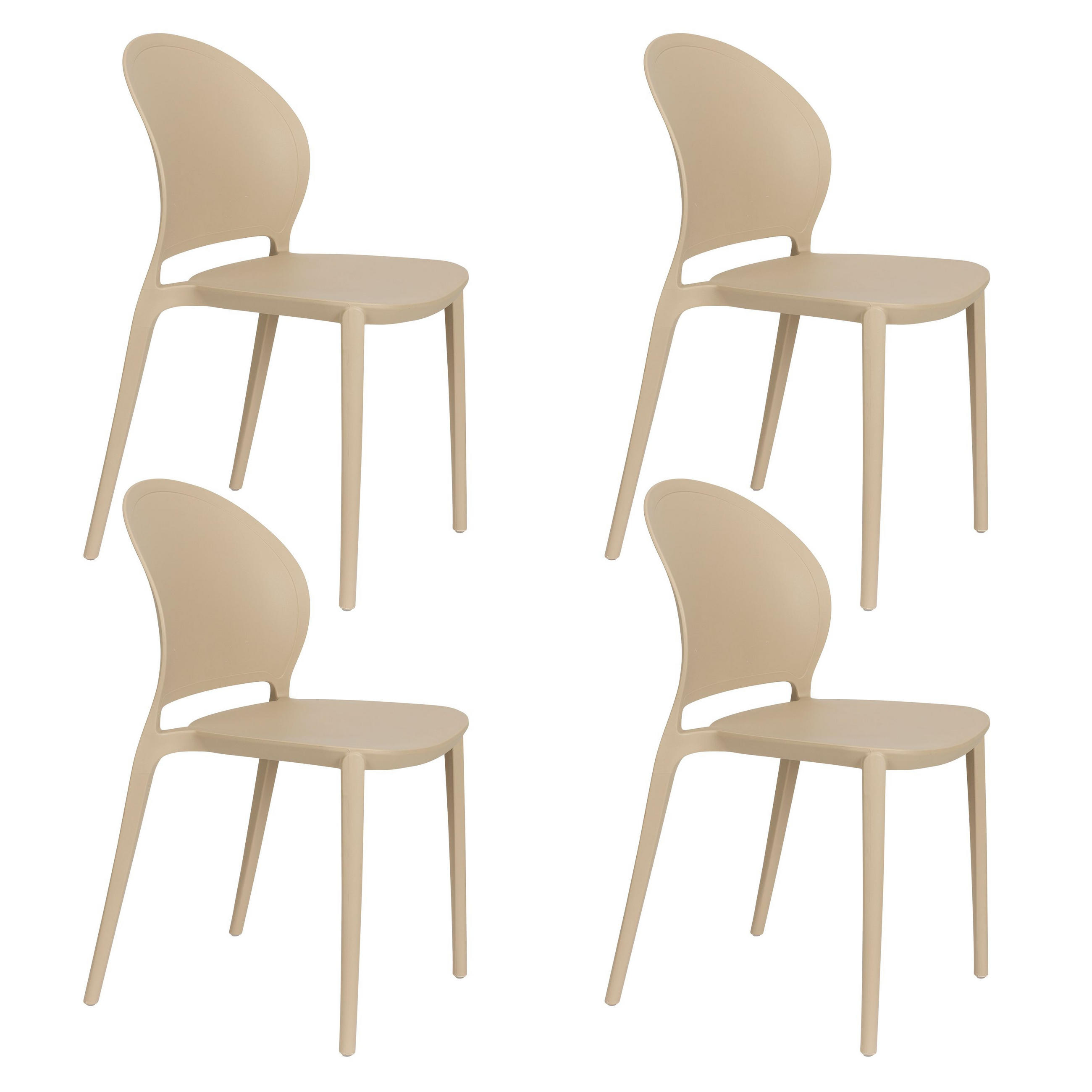 GARTENSTUHL Sjoerd Beige - 4 er Set - Beige, Kunststoff (45/82/52cm) - Housecraft Living