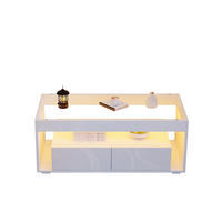 COUCHTISCH, Hochglanz Weiß mit 2 Schubladen, LED-App-gesteuert, gehärtetes Glas, 100/50/40 cm,Weiß - Weiß, Holzwerkstoff (100/50/40cm) - Redom