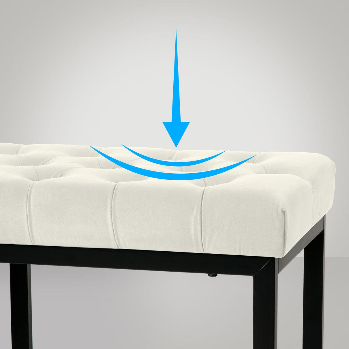SITZBANK Polly Samt Schwarz 150 cm creme - Naturfarben, Metall (150/42/37cm) - TPFLiving