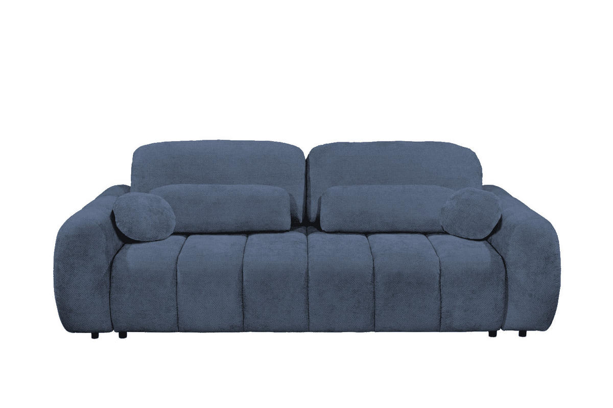 BIGSOFA mit Schlaffunktion und Bettkasten - Blau/Schwarz, Kunststoff/Textil (256/91/112cm) - ed exciting design
