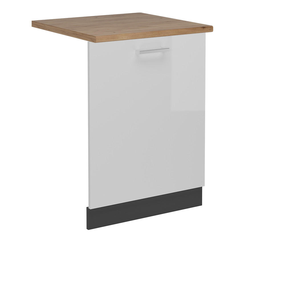 GESCHIRRSPÜLBLENDE R-Line Weiß Hochglanz 60 cm , AP Eiche - Weiß Hochglanz/Anthrazit, Holzwerkstoff (60/81.8/1.6cm) - Vicco