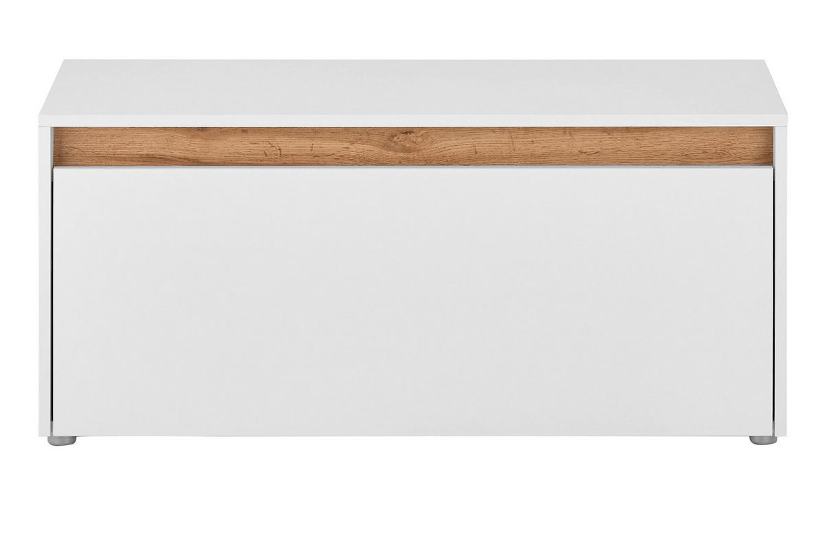 GARDEROBENBANK weiß, Eiche Wotan 100 cm, Schuhbank mit Sitzkissen - Silberfarben/Eiche Wotan, Holzwerkstoff/Kunststoff (100/45/40cm) - Furn.Design