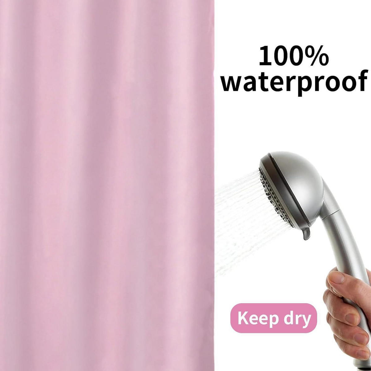 DUSCHVORHANG 180 x 200 cm Wasserdicht Schnelltrocknend Polyester Rosa - Rosa, Textil (180/200cm)