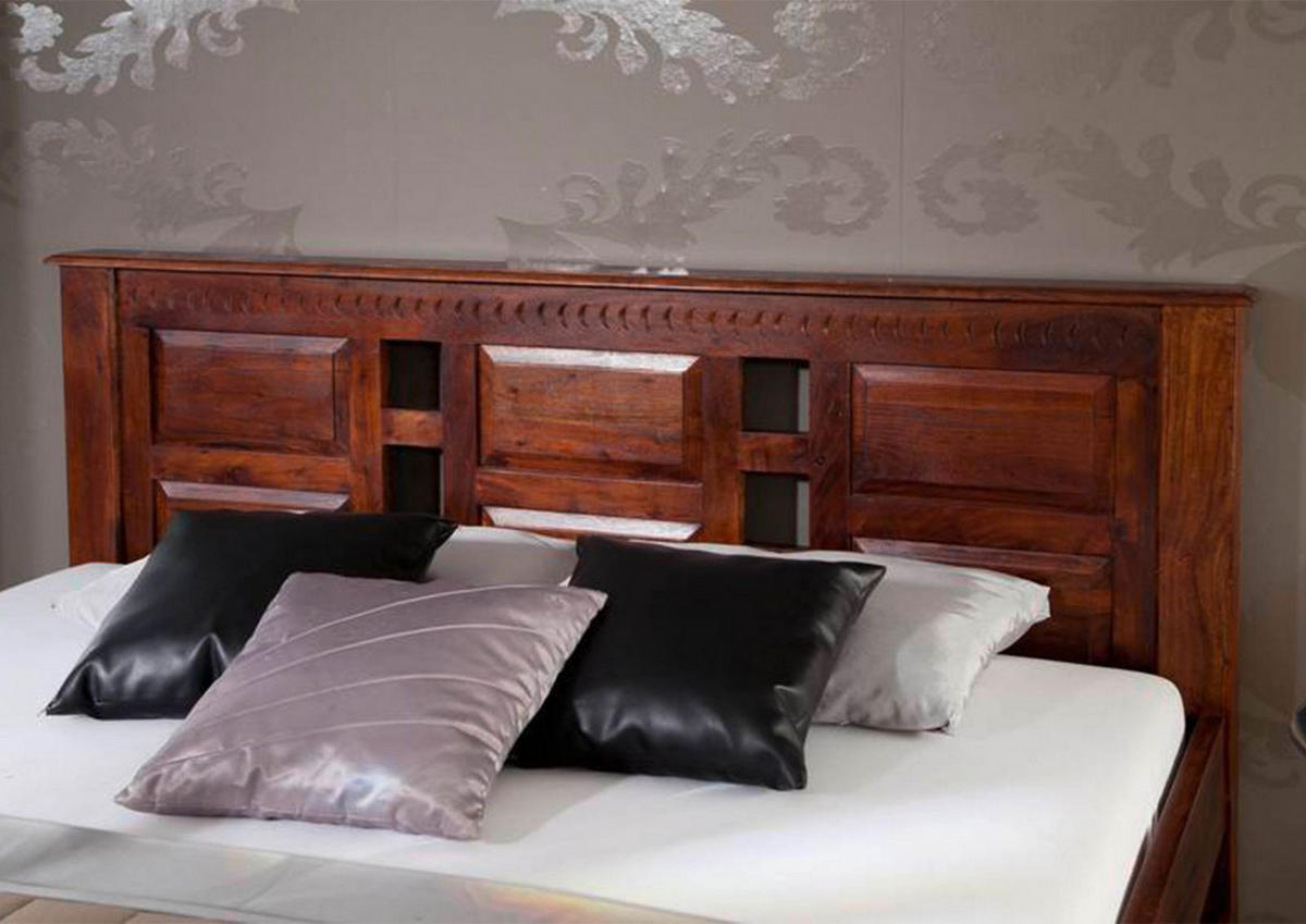 BETT Massivholz Akazie 140 x 200 x 90 dunkelbraun OXFORD #251 - Dunkelbraun, Holz (140/200cm) - Massivmoebel24