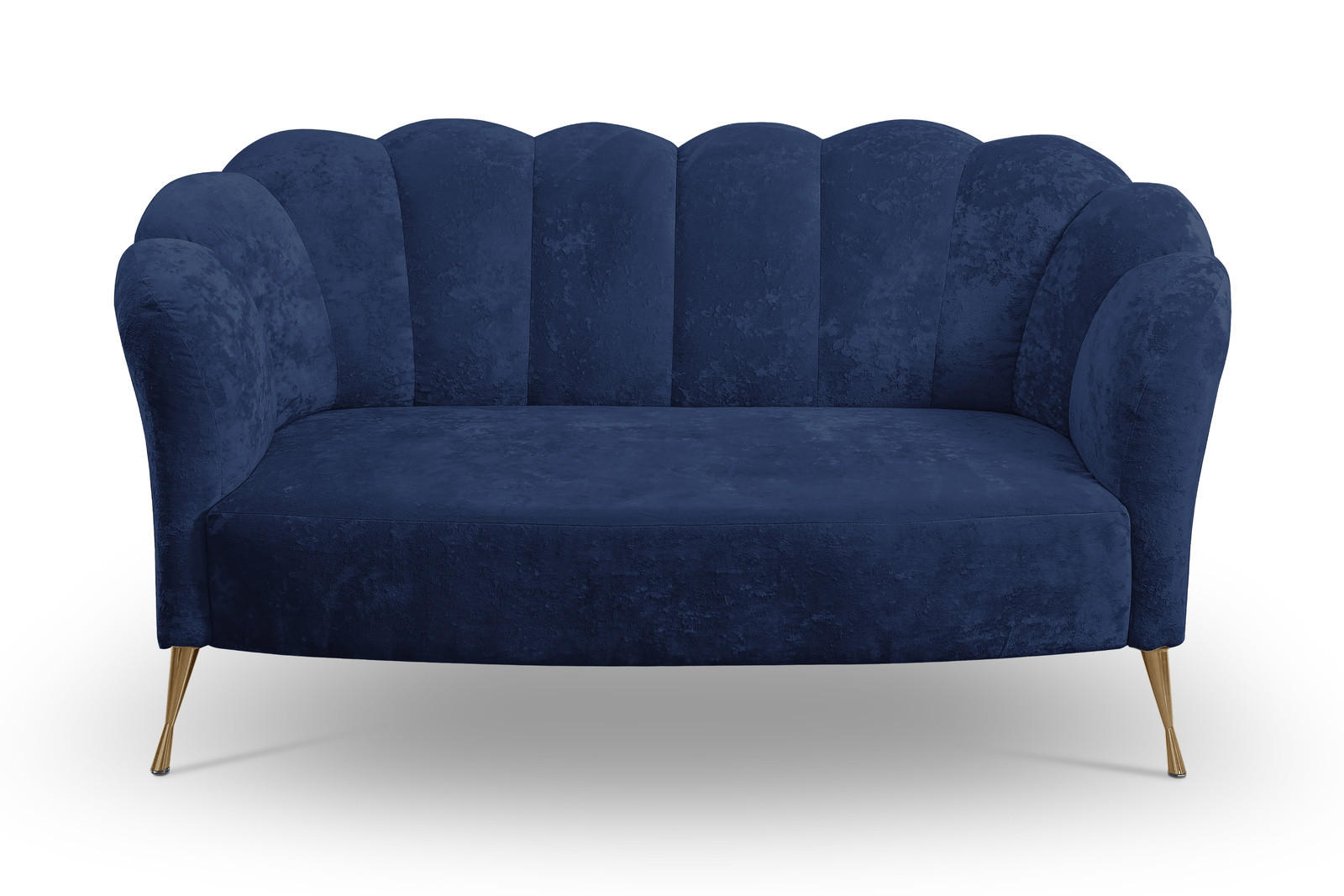 SOFA Adria 2-Sitzer 155x78x83 mit Metallfüßen - Goldfarben/Dunkelblau, Holz/Textil (155/78/83cm) - Ravio