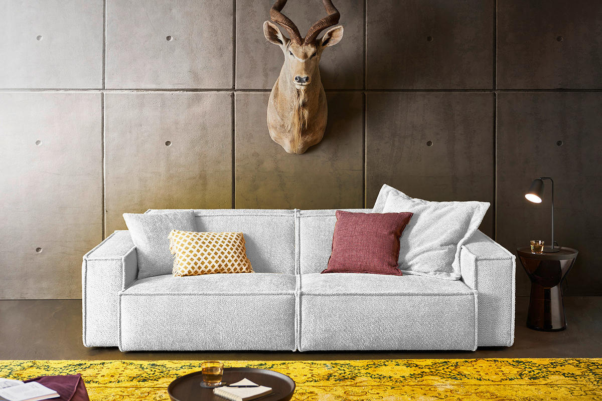 SOFA SAMU Hellgrau Webstoff - Hellgrau/Schwarz, Kunststoff/Textil (236/72/106cm) - KAWOLA