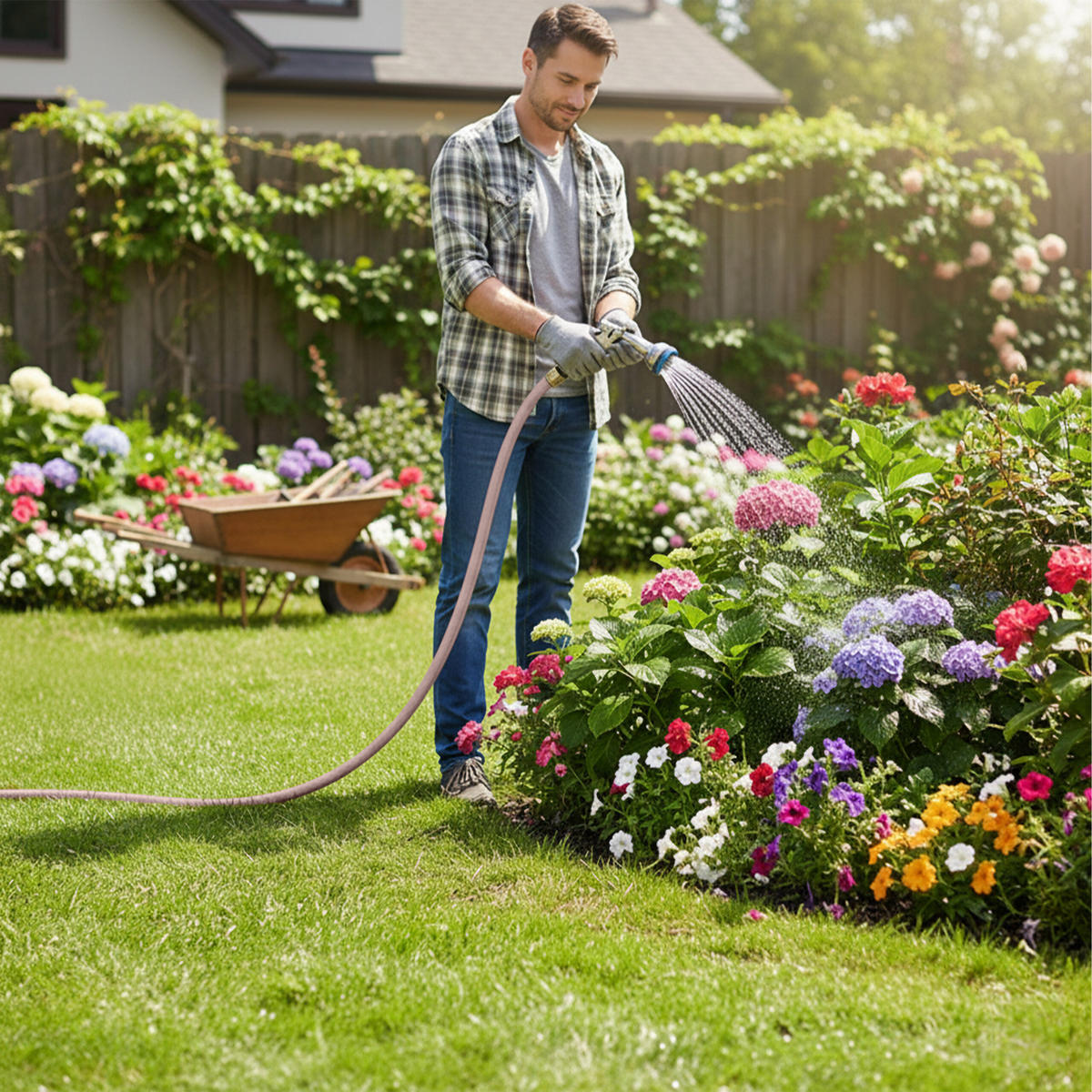 GARTENSCHLAUCH - Beige, Kunststoff (7000cm) - Relaxdays