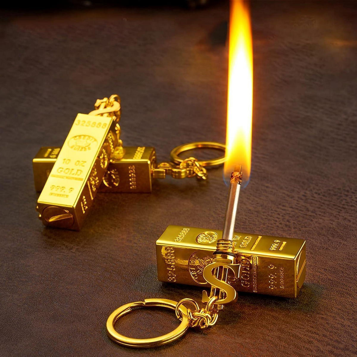 FEUERZEUG mit Schlüsselring Goldfarben - Goldfarben, Metall (1.5/1.5/5cm)