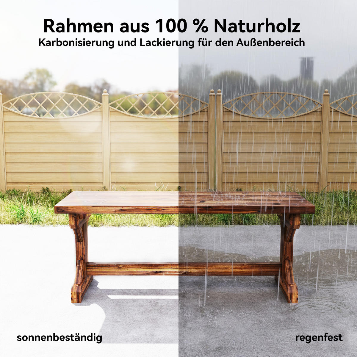 2-SITZER Gartenbank wetterfest Sitzbank aus Holz Parkbank mit X-Basis Verkohlt - Braun, Holz (40/46/114cm) - Outsunny