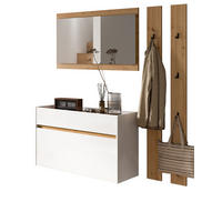 GARDEROBE-SET weiß und Artisan Eiche, Garderobe 4-teilig, 172 x 197 cm - Weiß/Eiche Artisan, Holzwerkstoff (172/197/32cm) - Inn.Furn