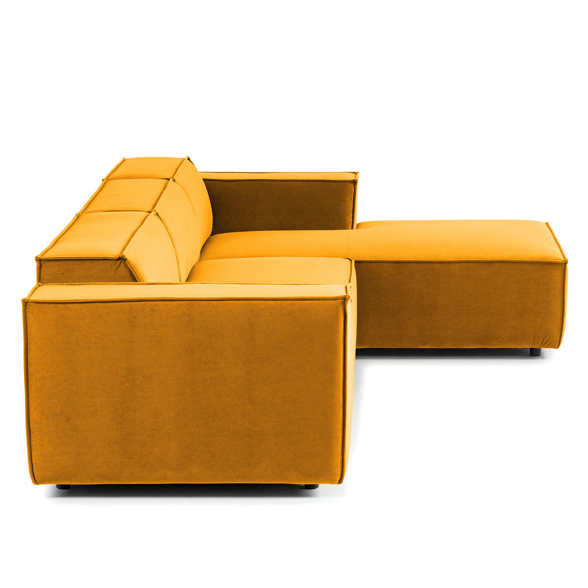 ECKSOFA mit Longchair - Gelb/Schwarz, Kunststoff/Textil (294/177cm) - home24