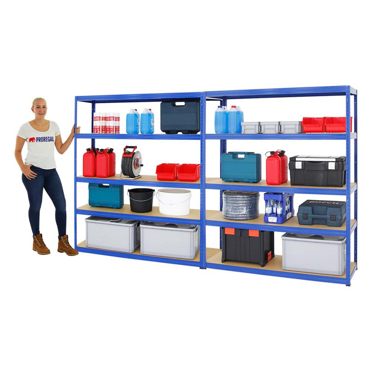 SCHWERLASTREGAL Giant Elephant 2er-Set mit 2x 180x150x45 cm Fachlast 200 kg Blau - Blau, Metall (300/180/45cm) - PROREGAL