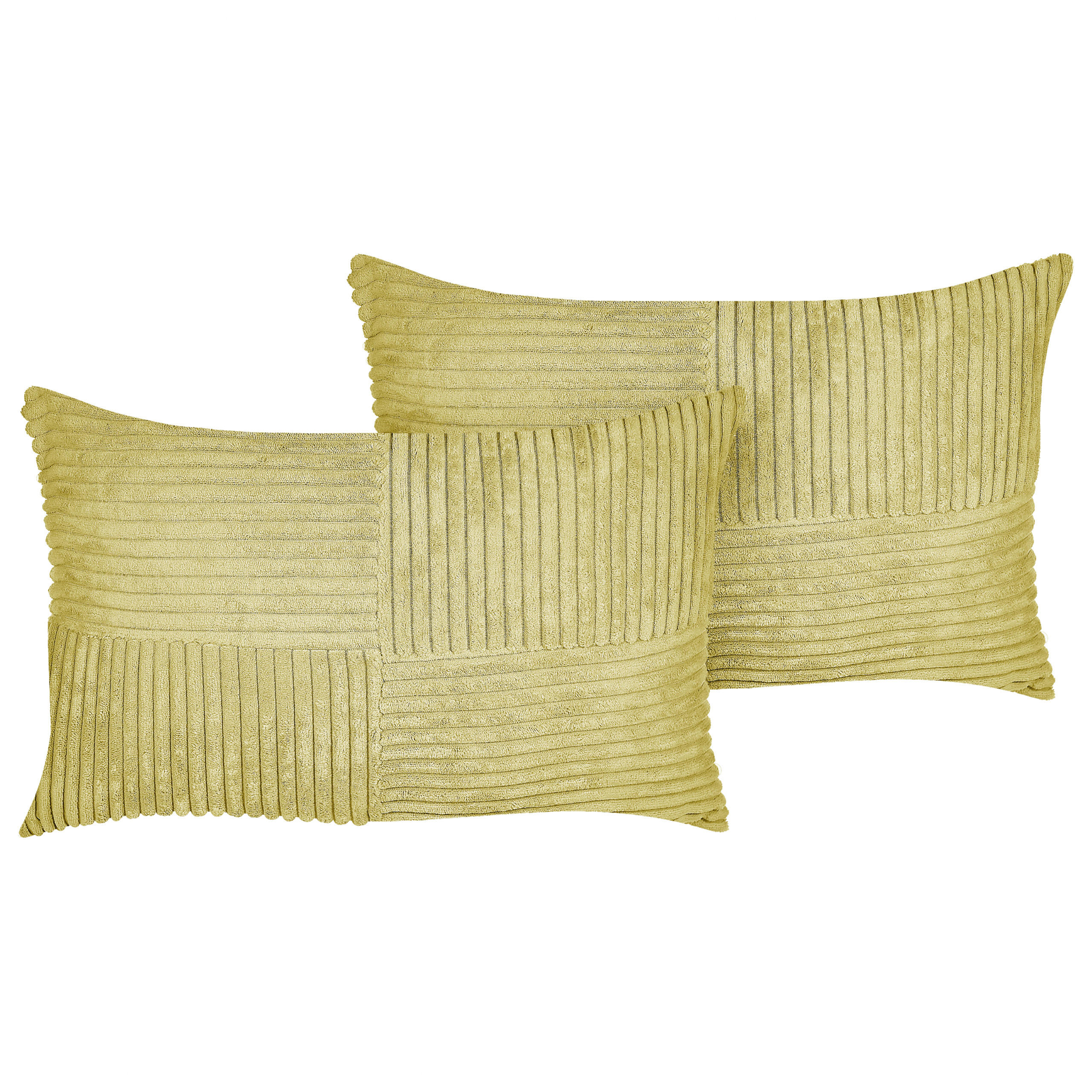 DEKOKISSEN CORD 2er-Set Olivgrün 43/43 cm Millet - Olivgrün, Textil (43/43cm) - Beliani