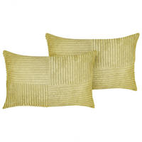 DEKOKISSEN CORD 2er-Set Olivgrün 43/43 cm Millet - Olivgrün, Textil (43/43cm) - Beliani