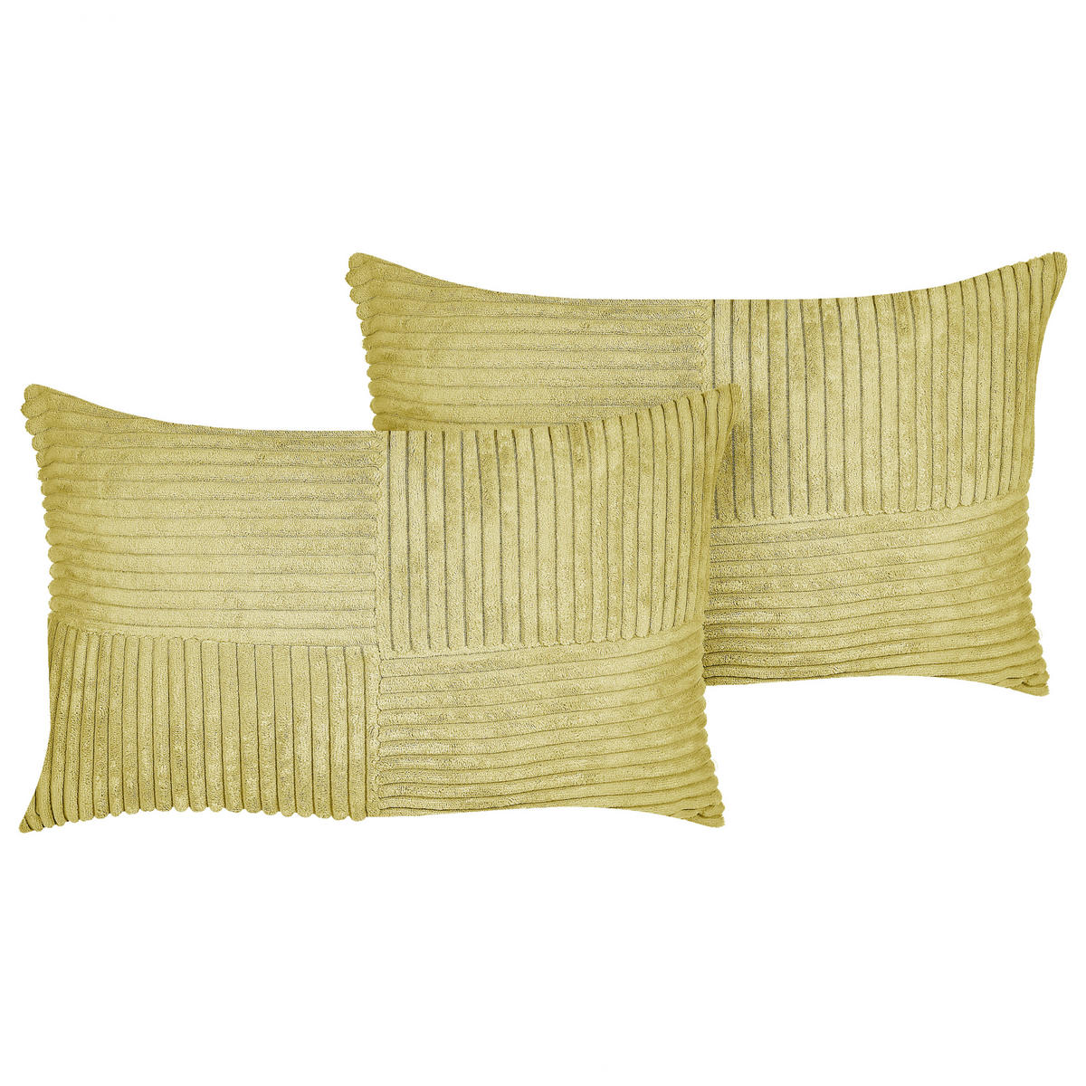 DEKOKISSEN CORD 2er-Set Olivgrün 43/43 cm Millet - Olivgrün, Textil (43/43cm) - Beliani