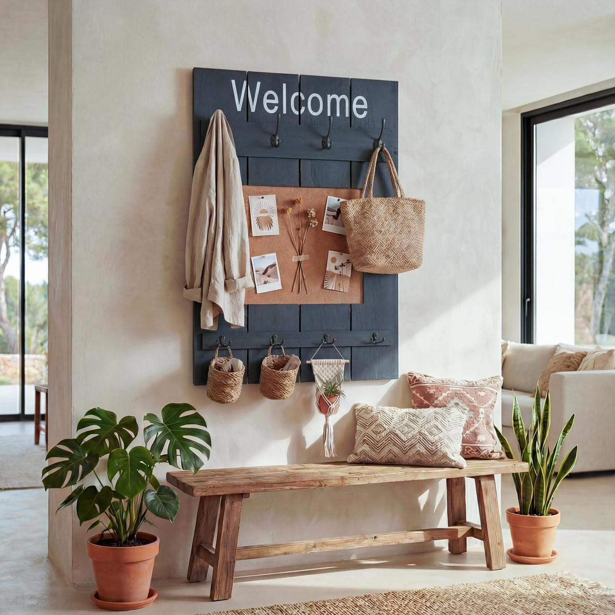 WANDGARDEROBE MIT PINNWAND Grau - Grau, Holz (60/91/3cm) - MCW