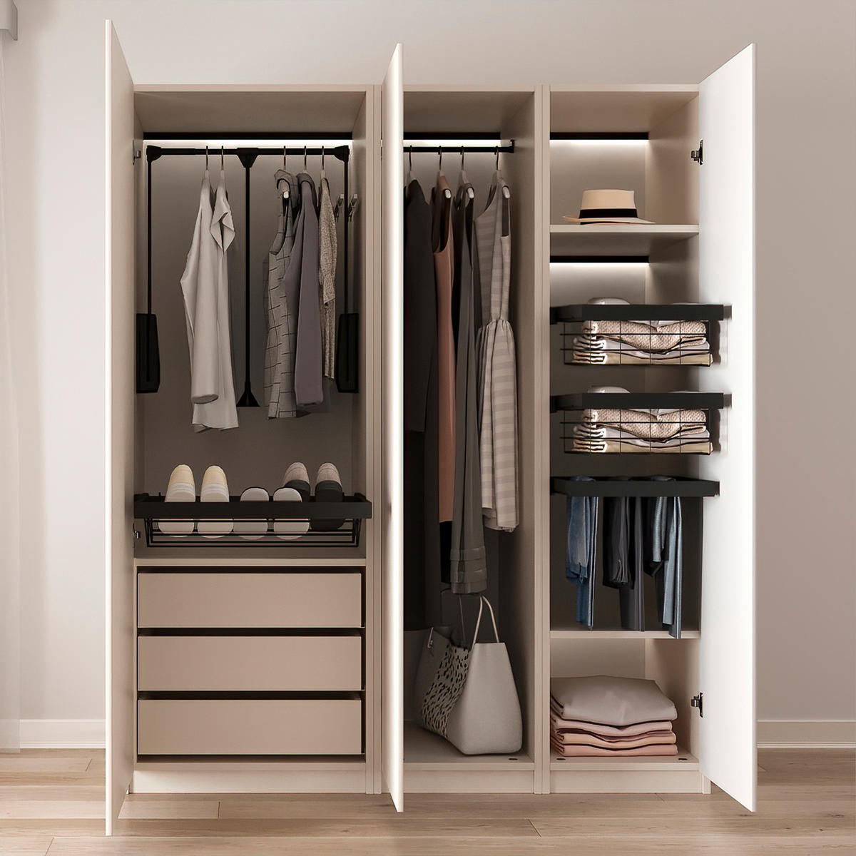 KLEIDERLIFT für Garderoben Hang, 830 - 1150, Schwarz, Stahl und Kunststoff 10er-set - Schwarz, Metall (115/85/75cm) - EMUCA