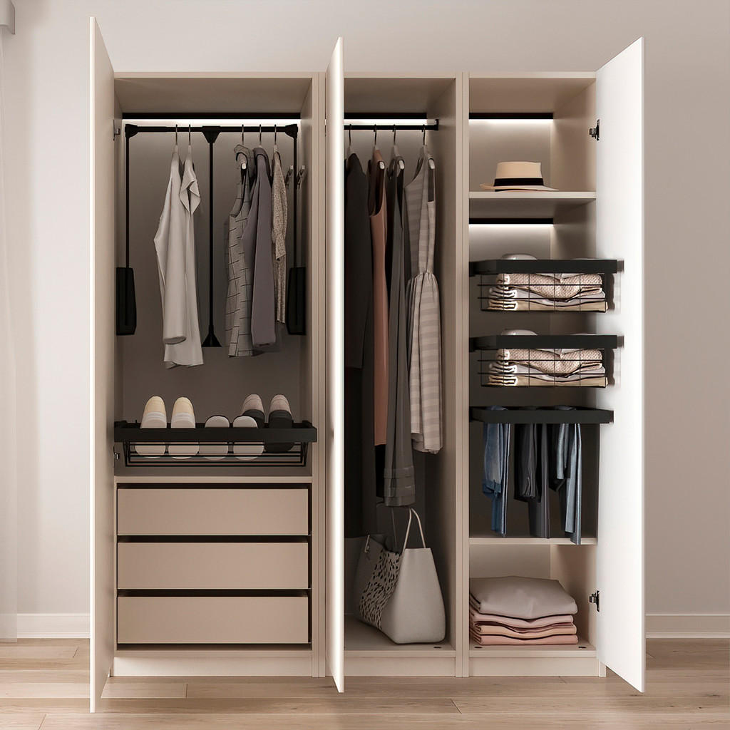 Thumbnail - Emuca Kleiderlift, Schwarz, Metall, 16x9x86.5 cm, Schlafzimmer, Kleiderschränke, Schrankzubehör