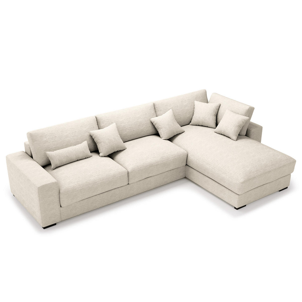 ECKSOFA mit Longchair - Schwarz/Grau, Kunststoff/Textil (340/205cm) - home24