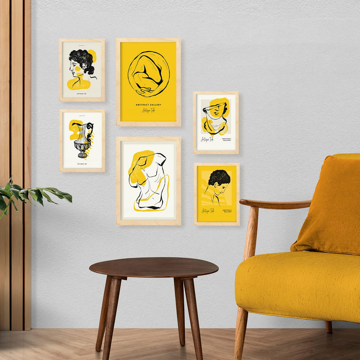 POSTER Set Mit 6 In Schwarzer Tinte Umarmung Von Der Griechischen Mythologie Inspirierte A3 & A4 Rahmenlos - Klar, Papier (29/3cm) - Nacnic