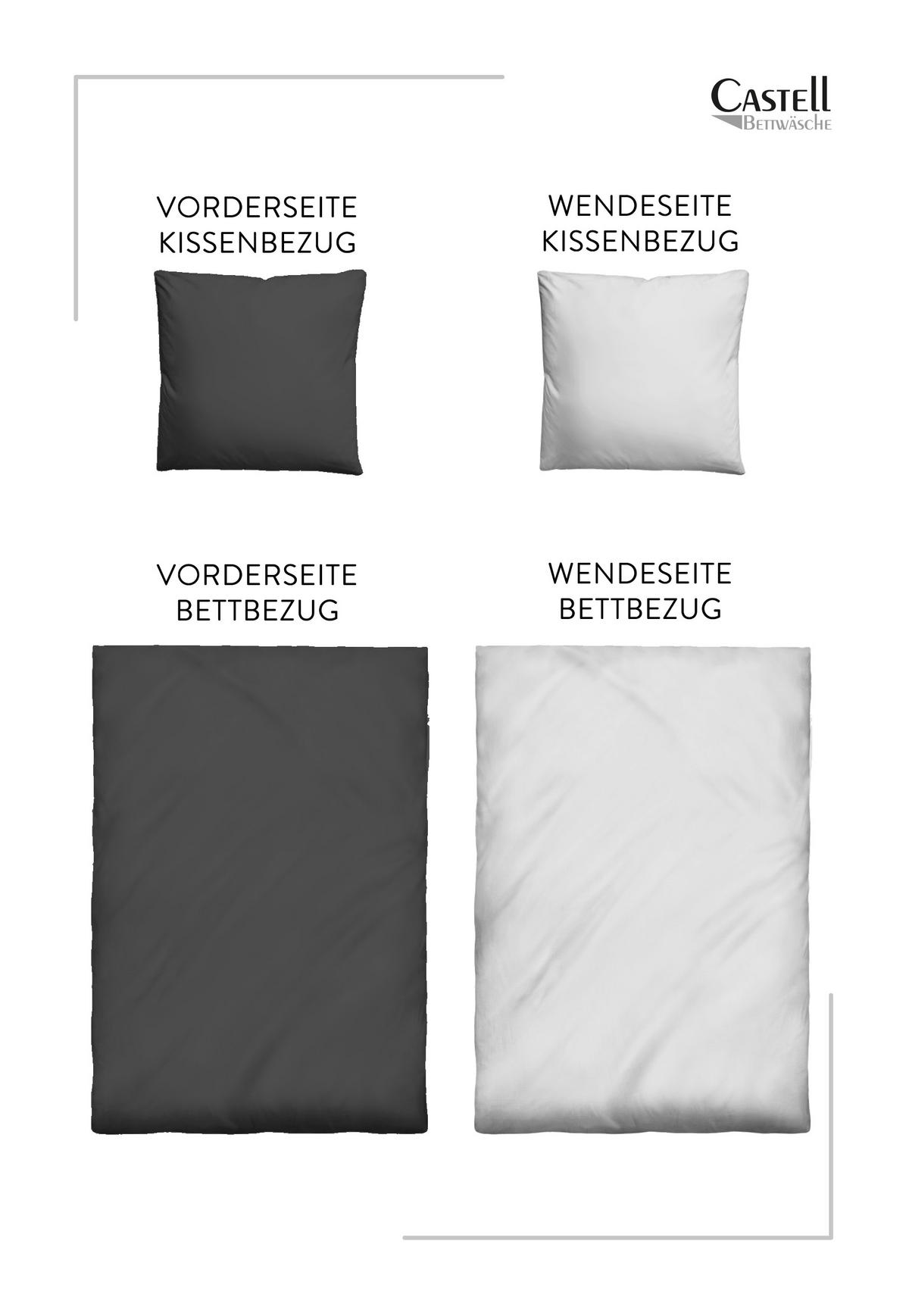 BETTWÄSCHE-GARNITUR Mikrofaser UNI schwarz, 200x200 cm + 80x80 cm - Schwarz, Textil (200/200cm) - Castell