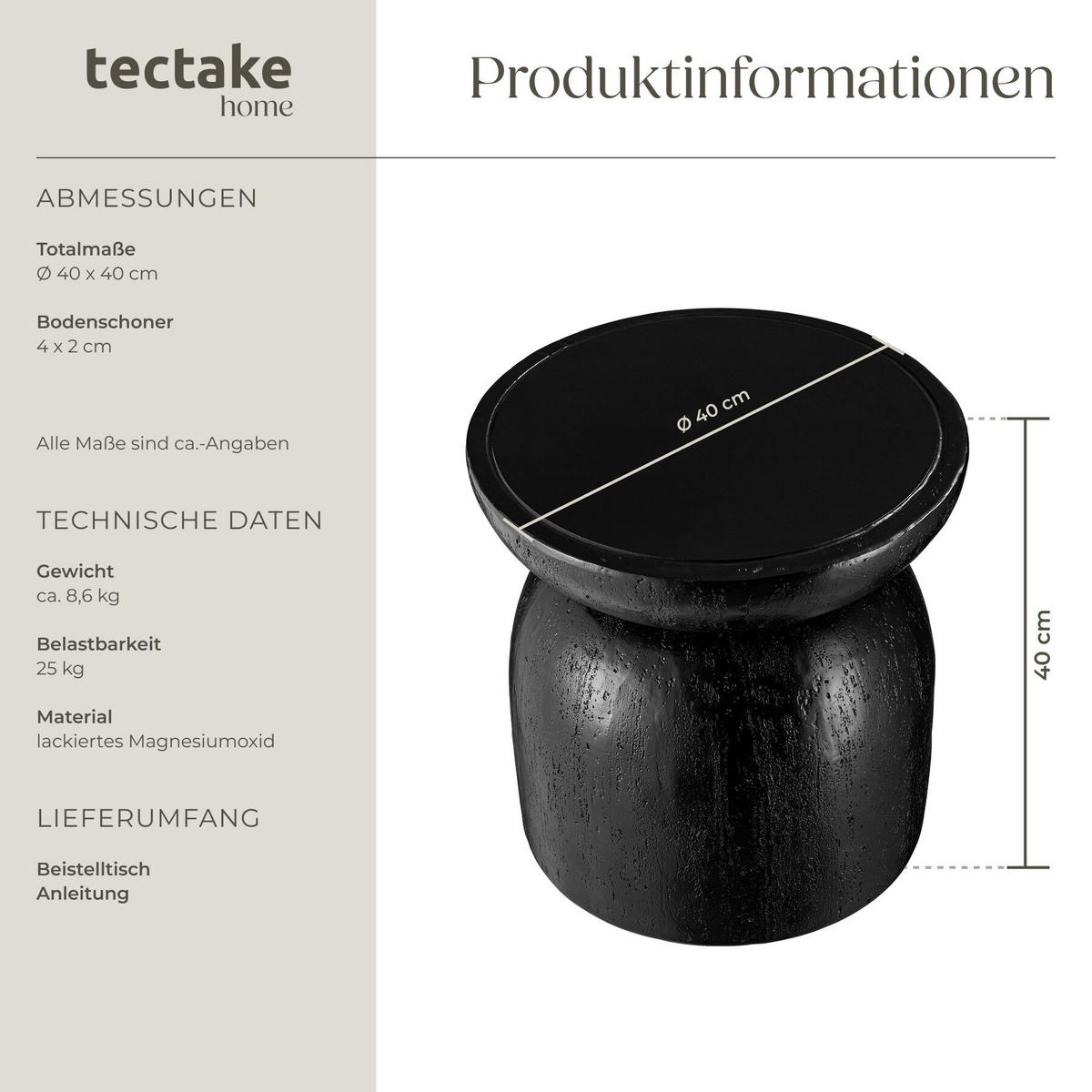 BEISTELLTISCH Anisa, Ø 40 x 40 cm, schwarz - Schwarz, Keramik (40/40/40cm) - tectake