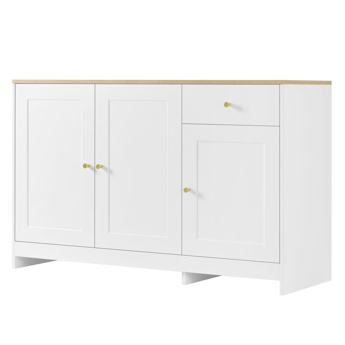 SIDEBOARD 120/40/75 cm mit 3 Türen & Schublade in Weiß und Natur - Weiß, Holzwerkstoff (120/75/40cm) - BEAOK