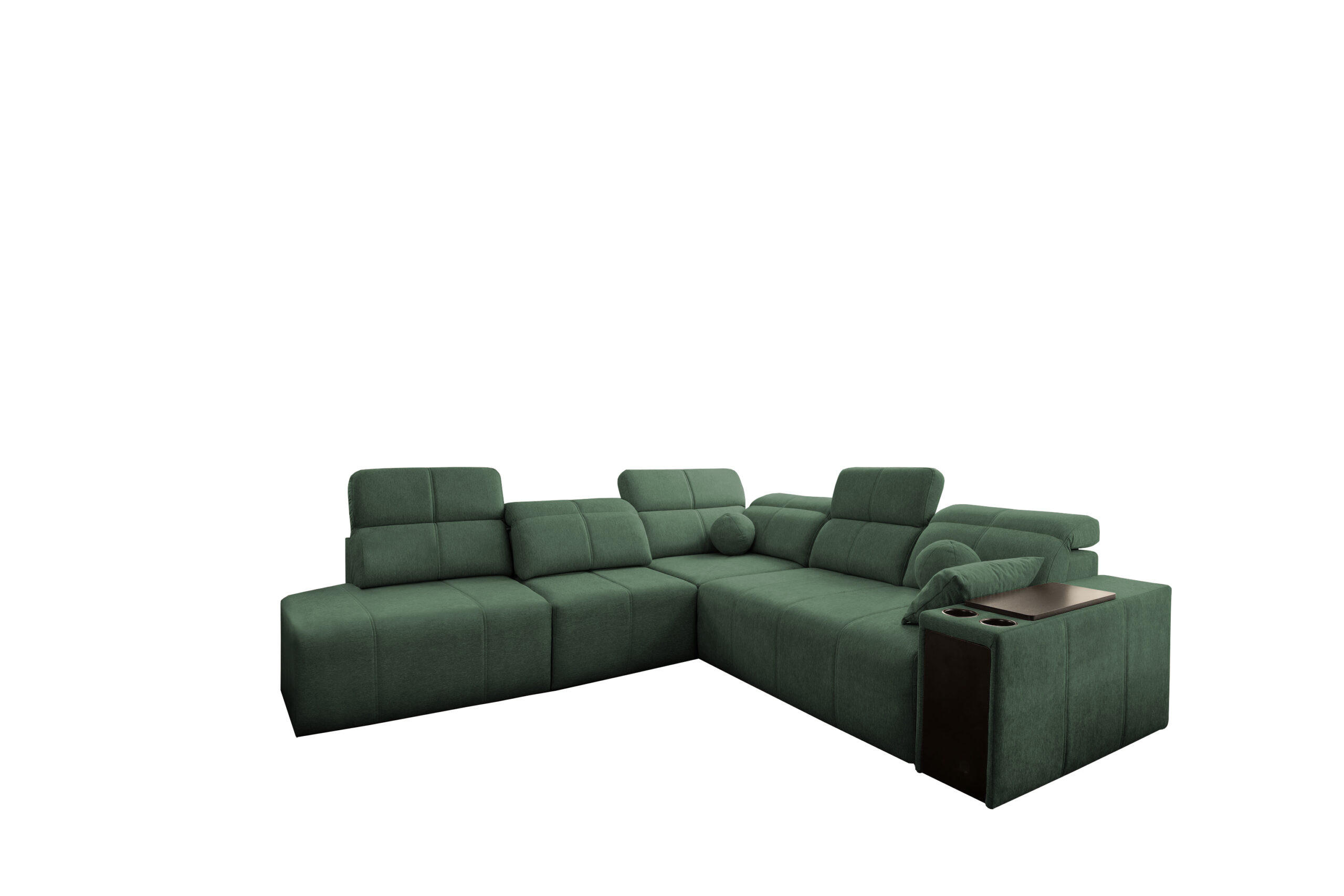 ECKSOFA Mindy IX Mit Schlaffunktion, Verstellbarer Rückenlehne Stoff Verita Grün Links - Grün, Holz (288/300cm) - Kaiser Möbel