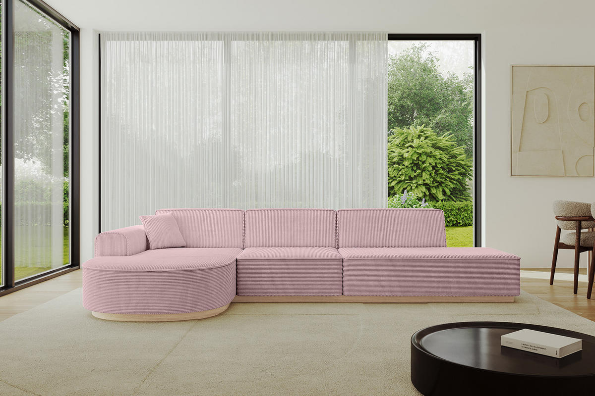 ECKSOFA Ottomane Links ARRIO-L2 - 328x171x83 cm Rosa - Rosa, Holzwerkstoff/Textil (328/171cm) - ALTDECOR