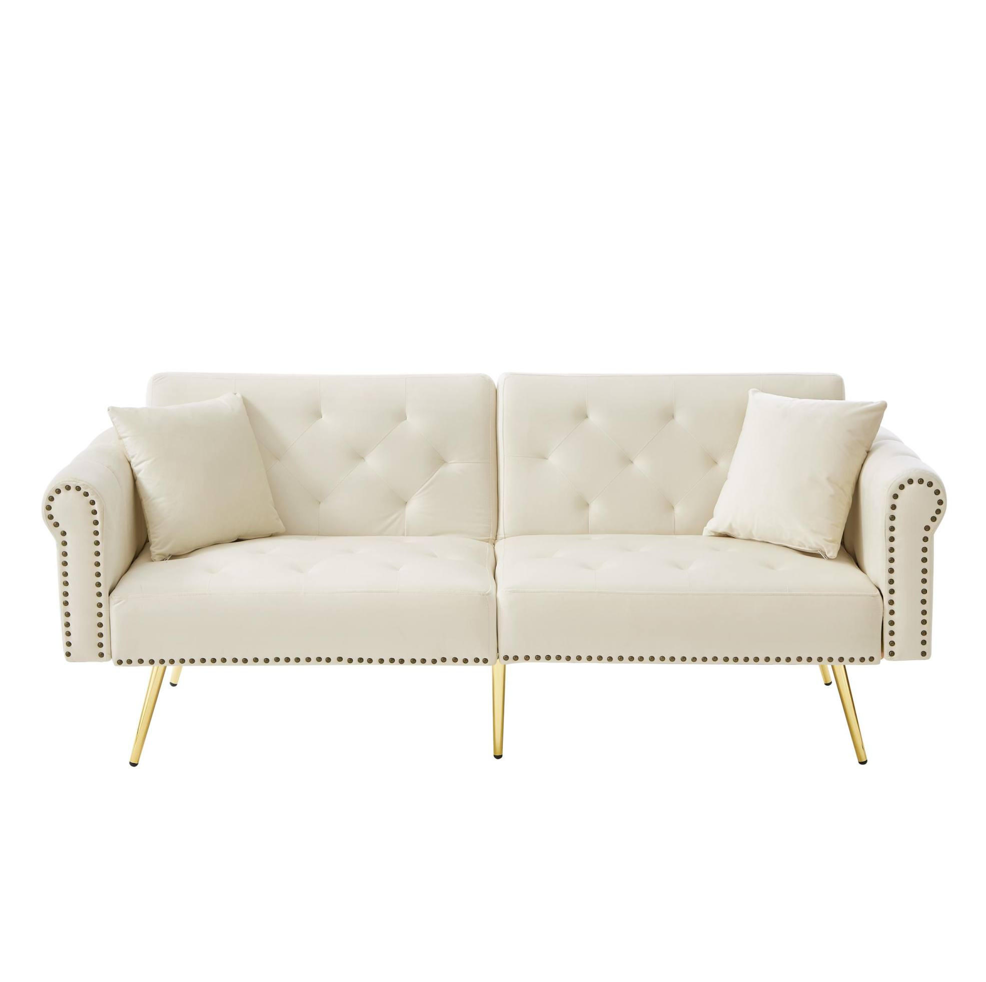 DVOSJED na razvlačenje od baršuna, ležaj 147/85 cm bež, s podesivim naslonom - bež, plastika (173/70/75cm) - BEAOK