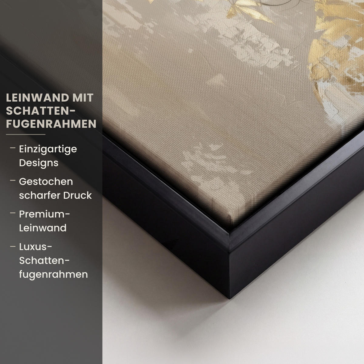 LEINWAND Bilder mit Rahmen - Gesicht - Frau - Blätter - Gold - 40x30 - Beige, Textil (40/30cm) - MuchoWow