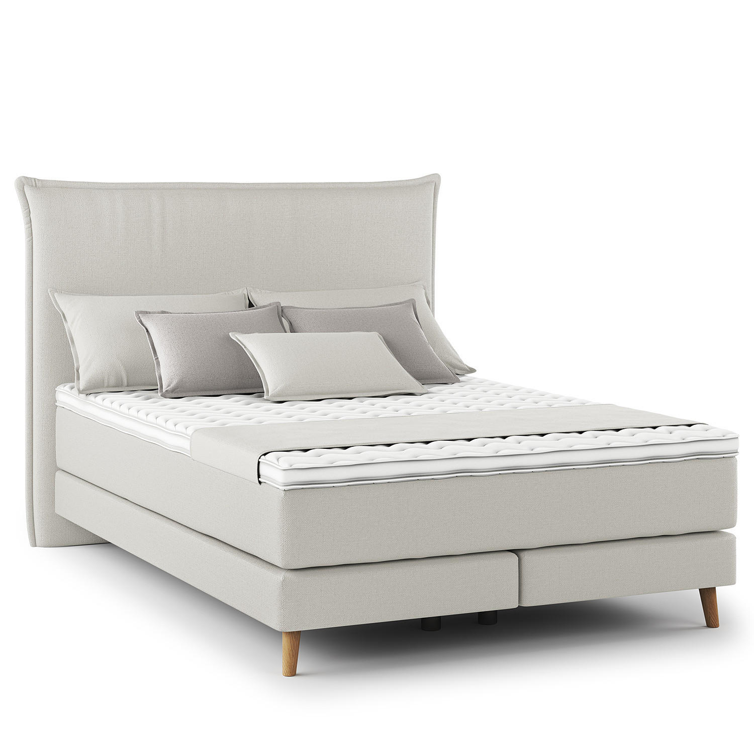BOXSPRINGBETT - Klassisch - Platinfarben, Holz (140/200cm) - home24