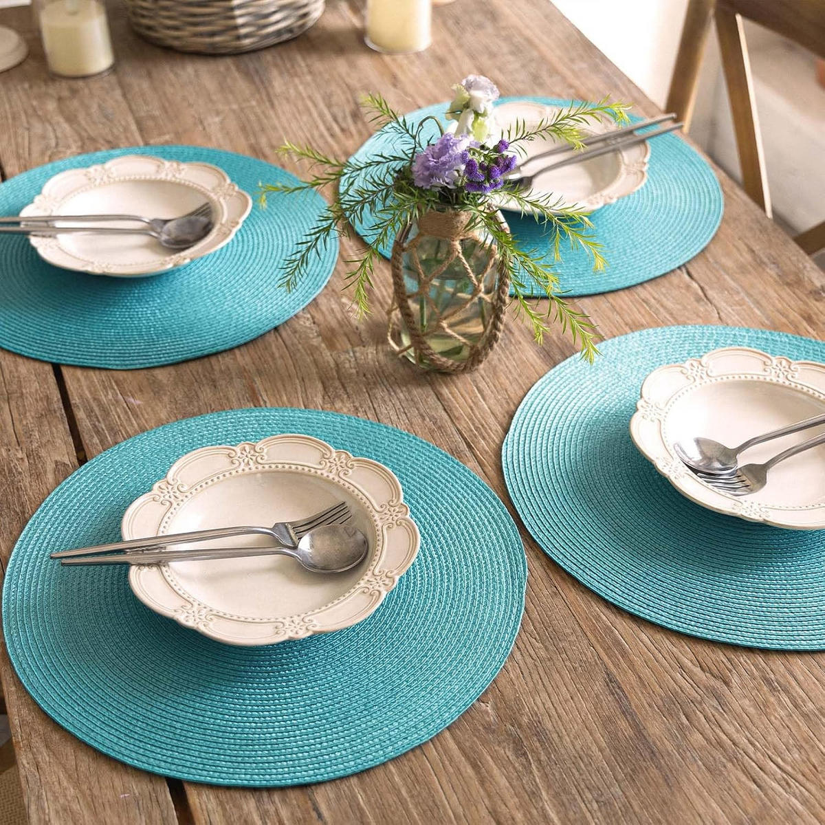 PLATZSET 8-teilig – 38 x 38 cm - Hellblau - Hellblau, Kunststoff (38/38cm)