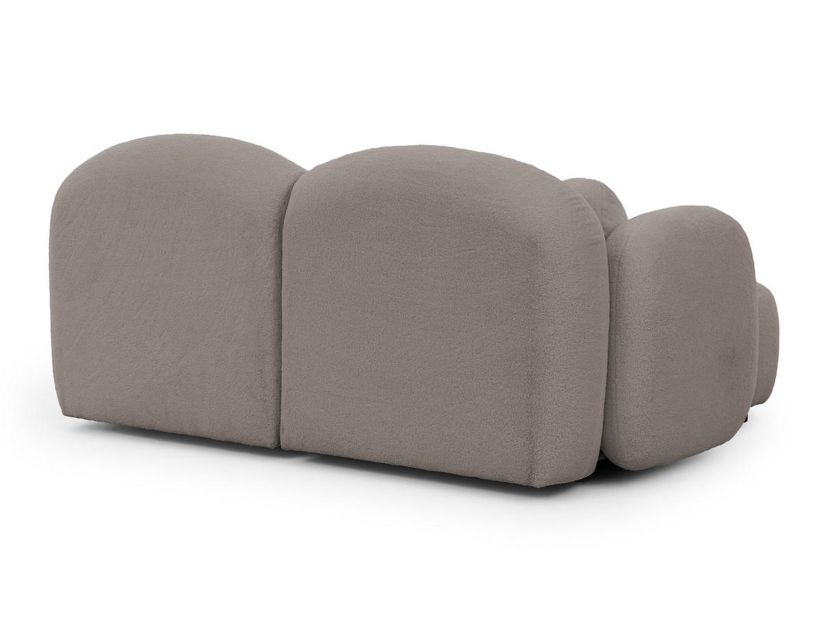 ECKSOFA Nuvola mit abgerundetem Design Hellgrau Bouclé-Stoff - Ottomane Links - Hellgrau/Schwarz, Holz/Kunststoff (190/146cm) - S-Style Möbel