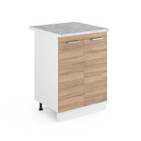 UNTERSCHRANK R-Line Sonoma 60 cm mit Türen, mit Arbeitsplatte - Weiß/Sonoma Eiche, Holzwerkstoff (60/81.6/60cm) - Vicco