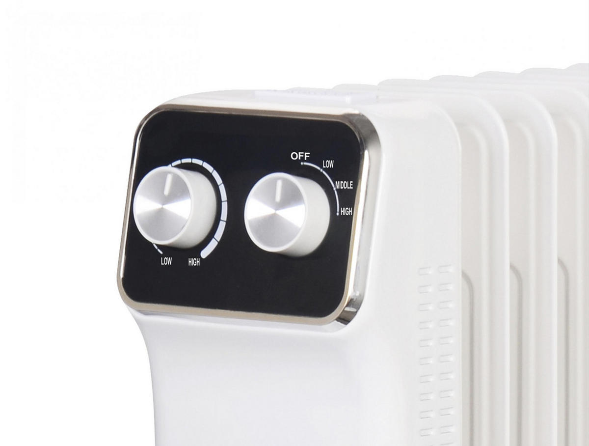 ÖLRADIATOR Weiß mit Rollen und 3 Leistungsstufen 2800 W - Weiß, Metall (46/77/15cm) - Purline