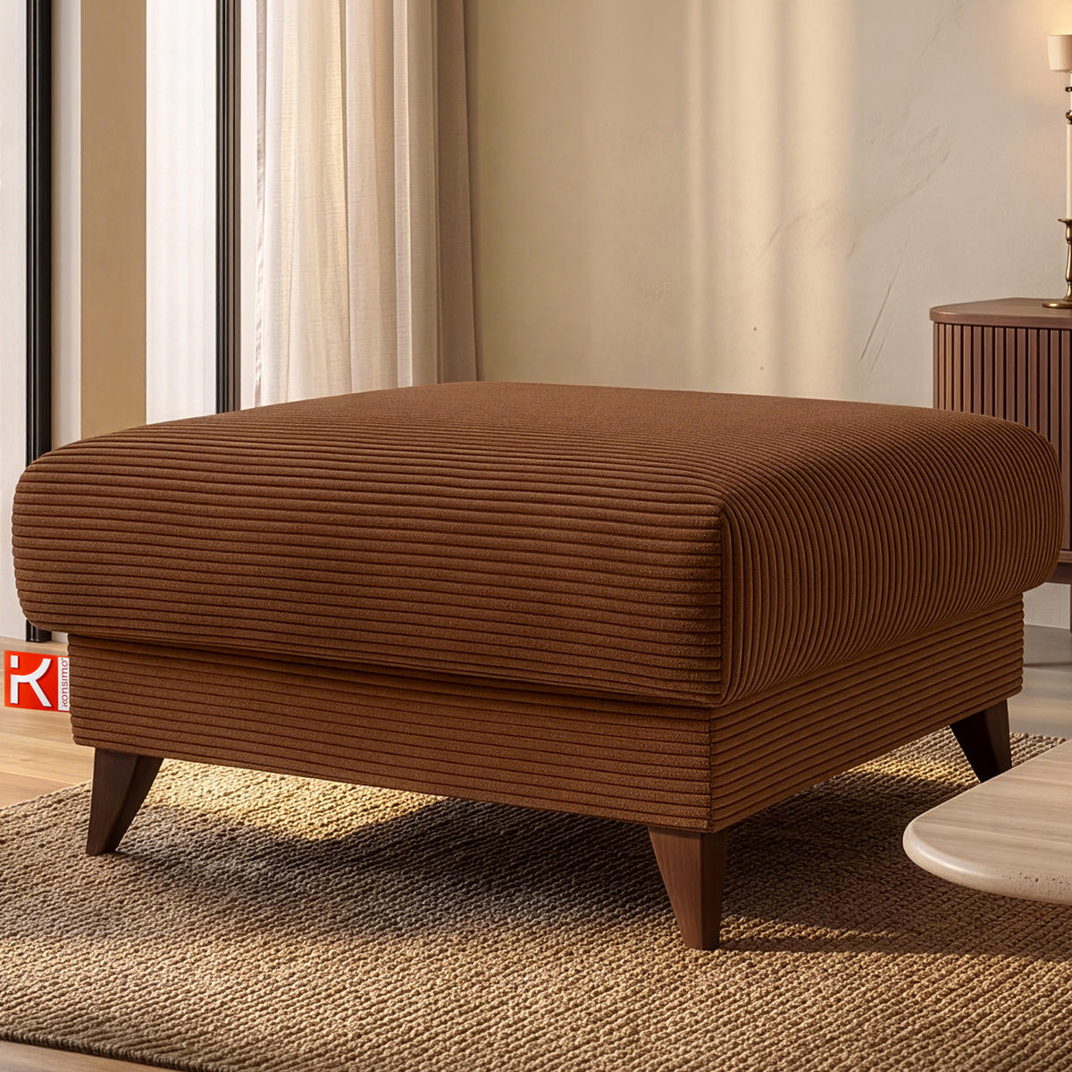 HOCKER GUSTAVO II, Rostbraun - Rotbraun/Braun, Holz/Holzwerkstoff (92/49/92cm) - KONSIMO®