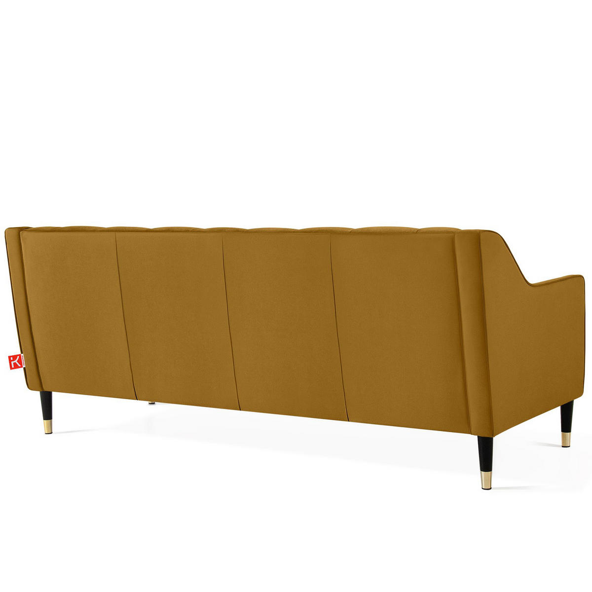 3-SITZER-SOFA NOMUS Velours, gesteppt, Gelb - Wengefarben/Gelb, Holz/Holzwerkstoff (192/78/80cm) - KONSIMO®