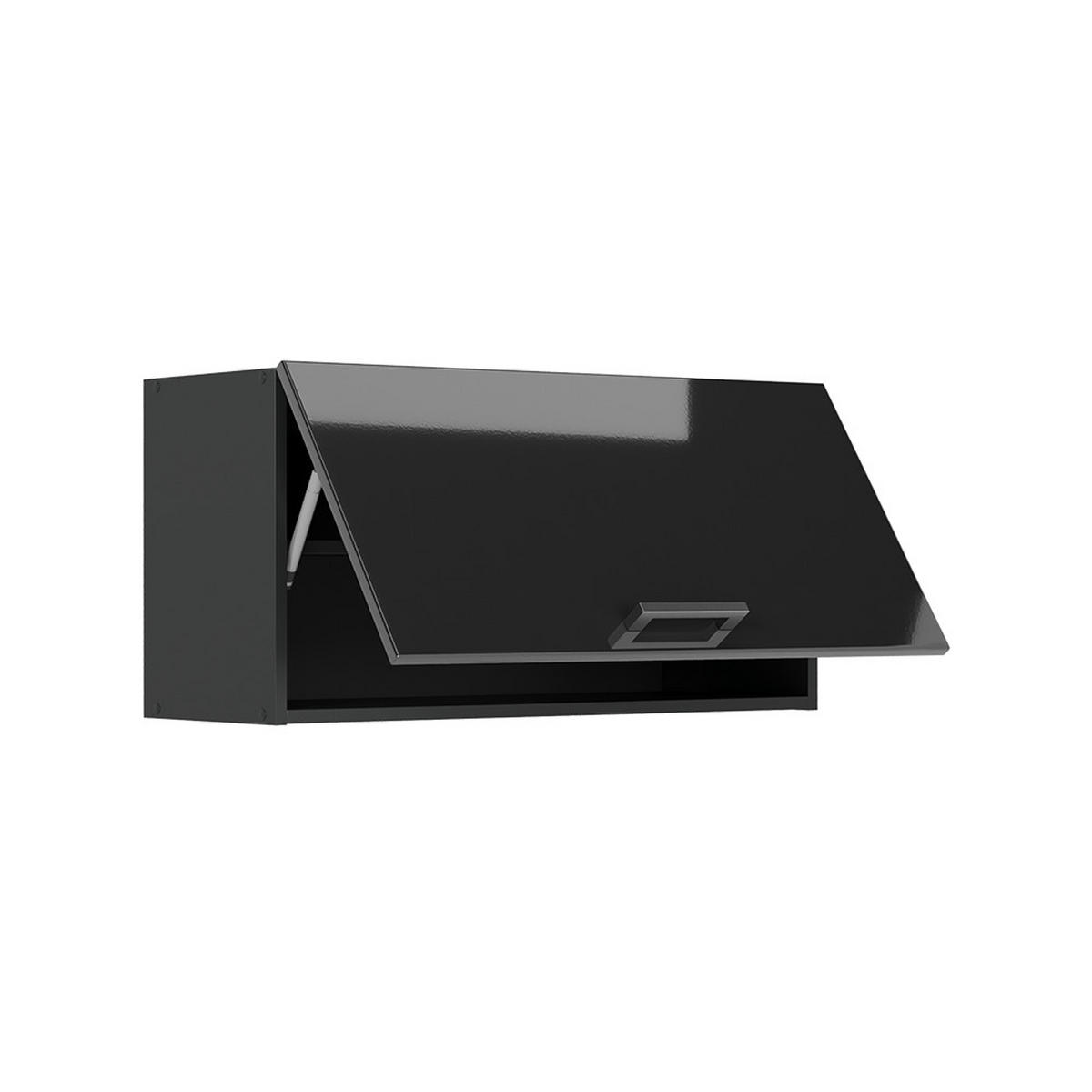 HÄNGESCHRANK R-Line, Anthrazit Hochglanz/Anthrazit, 80 cm Flach - Schwarz Hochglanz/Anthrazit, Holzwerkstoff (80/40/31cm) - Vicco