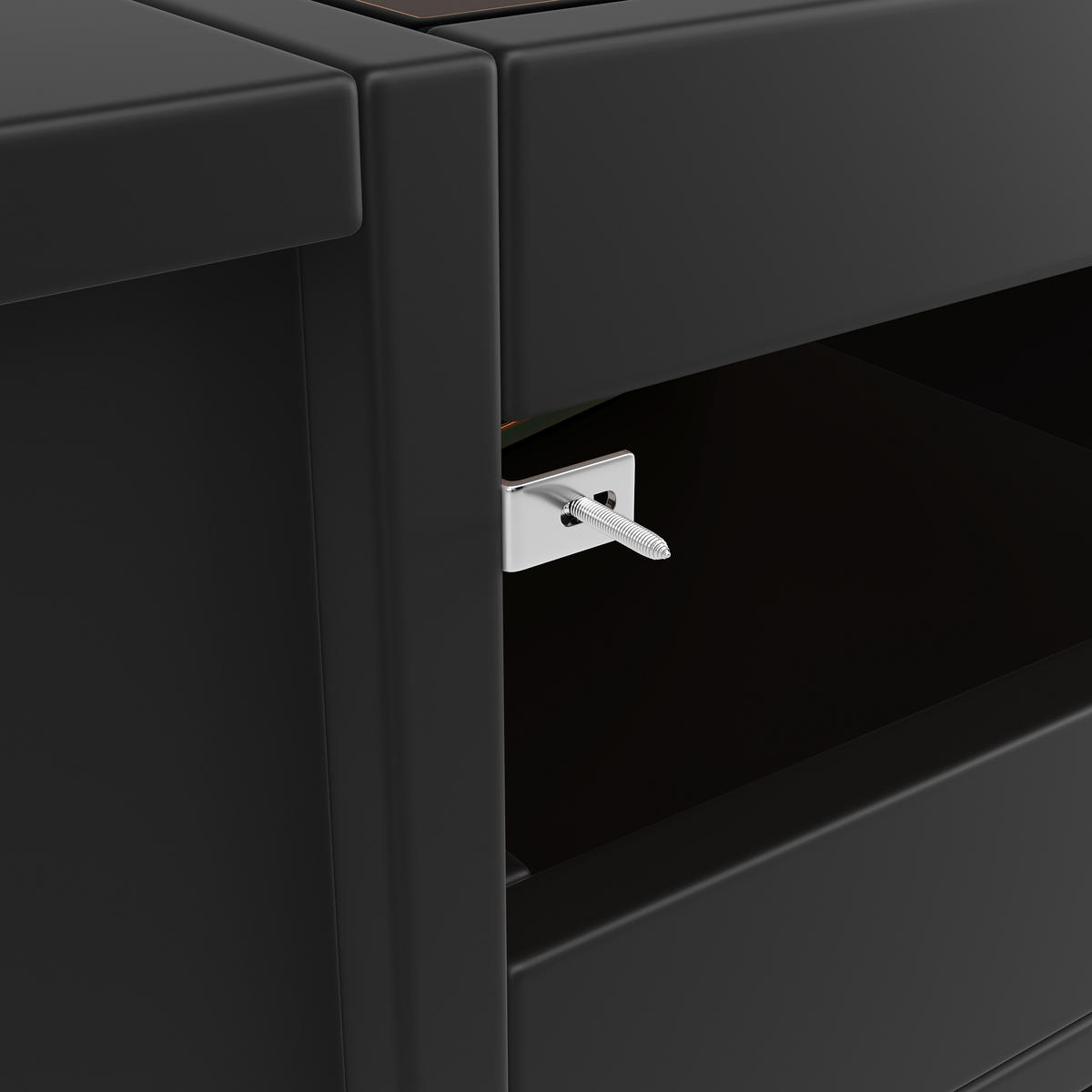 SIDEBOARD in Schwarz Anrichte mit LED, 6 Schubladen und Tür, für Wohnzimmer und Esszimmer, B120/T40/H75cm - Transparent/Schwarz, Glas/Holzwerkstoff (120/75/40cm) - STILVORA
