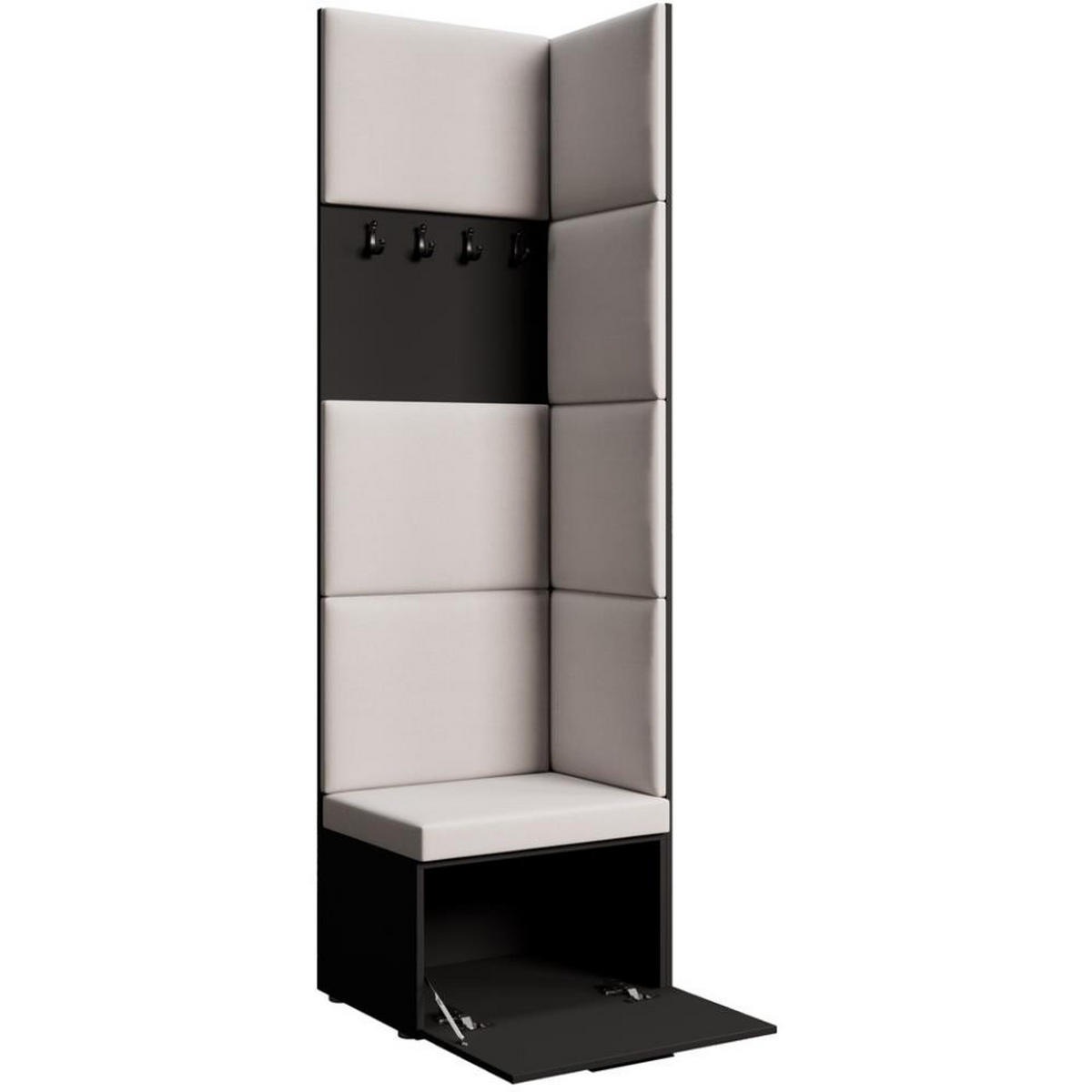 GARDEROBE Margaret V 81/203/43 mit gepolsterten Paneelen - Beige/Schwarz, Holzwerkstoff/Kunststoff (60/206.5/42cm) - Beautysofa