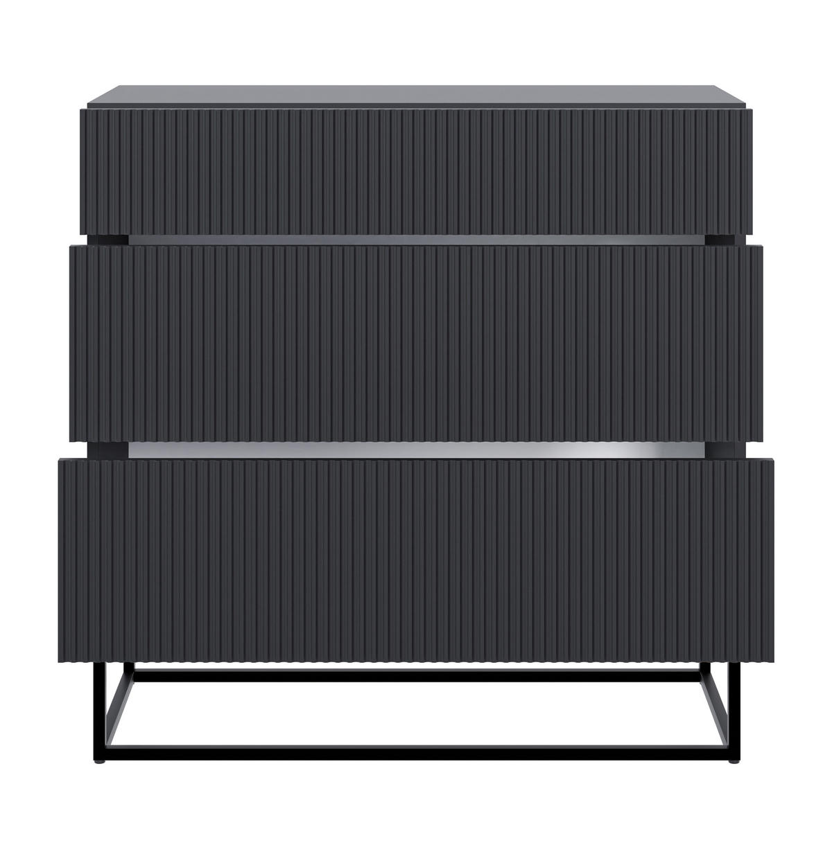 KOMMODE Veldio Schwarz mit schwarzen Beinen 90 cm - Schwarz, Holzwerkstoff/Metall (90/90/38cm) - Selsey