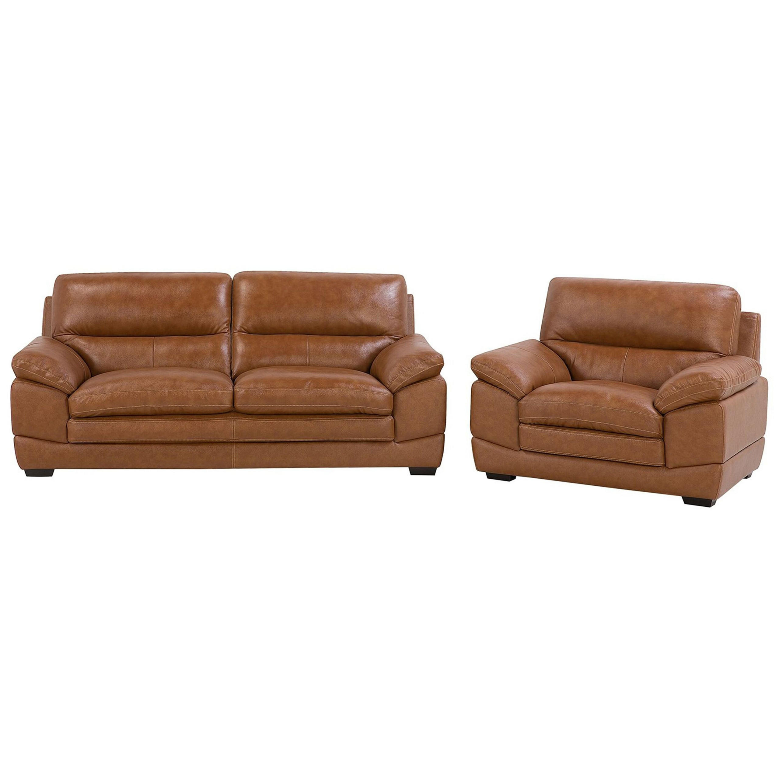 SOFA-SET 4-sitzer Leder Braun Horten - Braun, Leder/Kunststoff (200/89/85cm) - Beliani