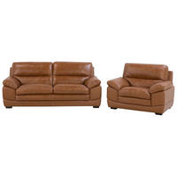 SOFA-SET 4-sitzer Leder Braun Horten - Braun, Leder/Kunststoff (200/89/85cm) - Beliani