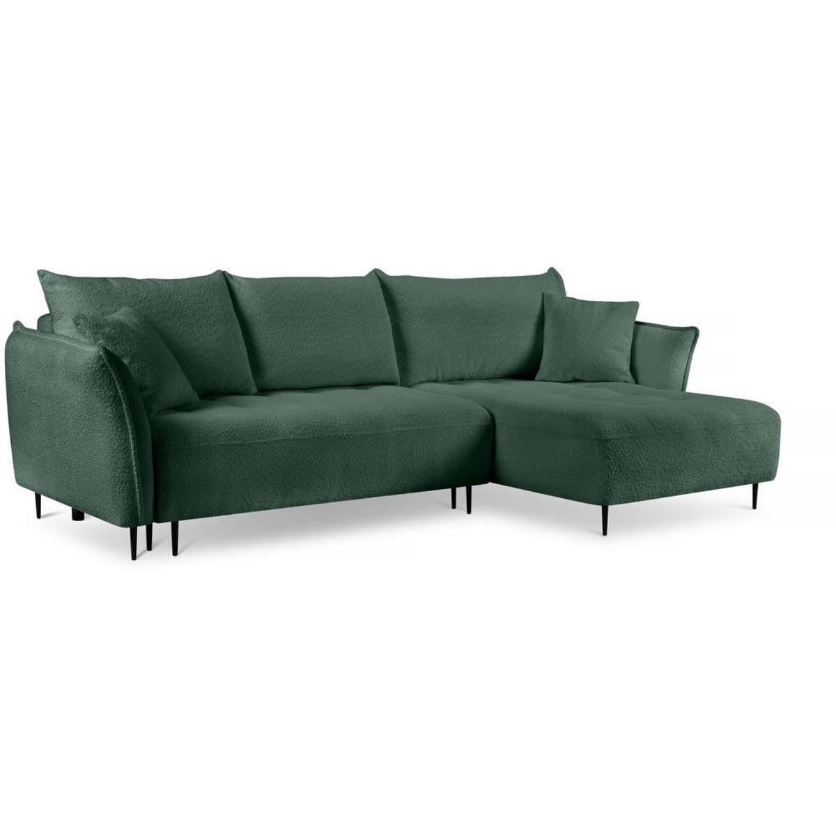 ECKSCHLAFSOFA Bari rechts grün - Schwarz/Grün, Textil (276/158cm) - Beautysofa
