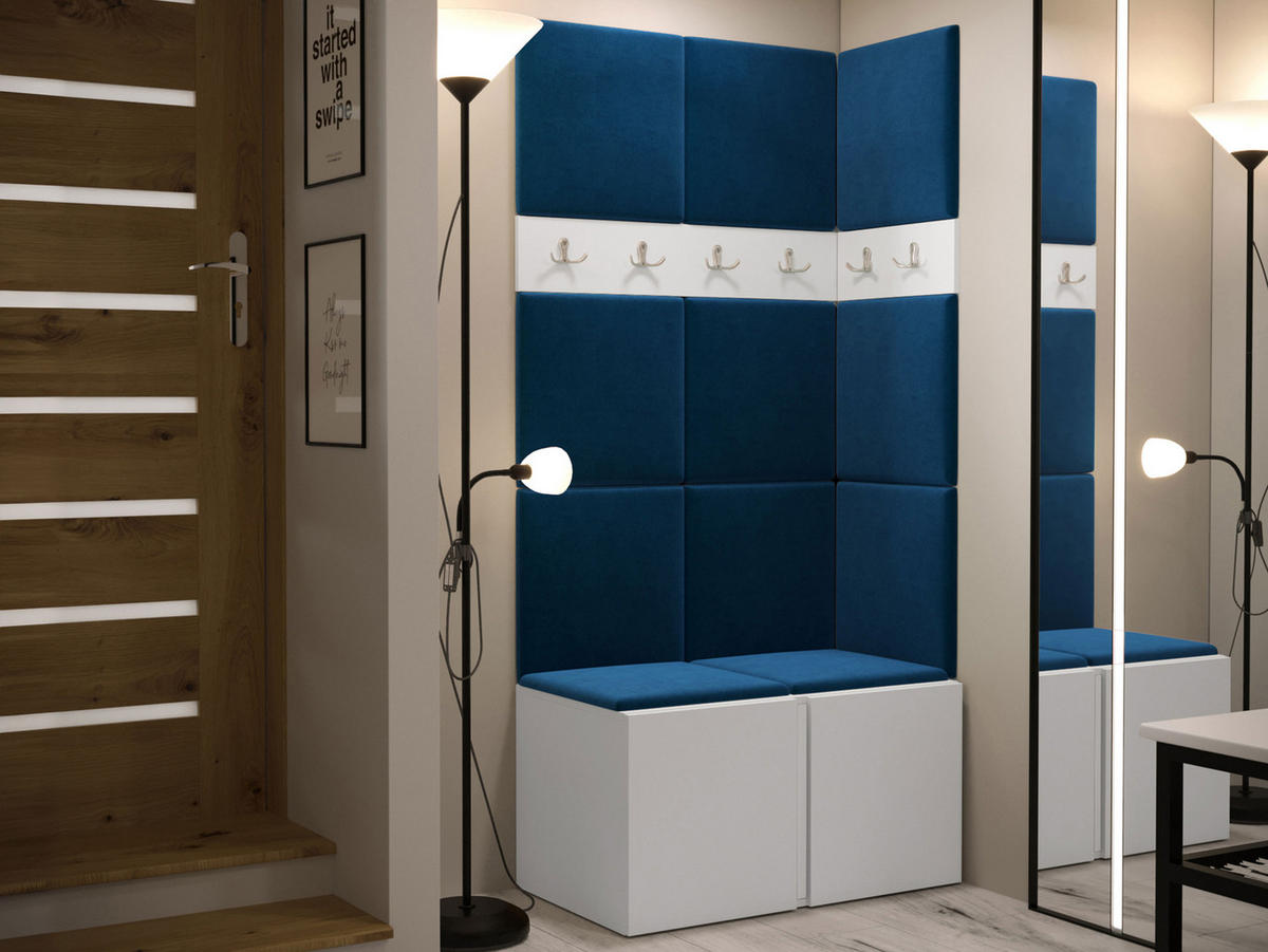 GARDEROBEN-SET Orion I - Blau/Weiß, Holzwerkstoff/Kunststoff (84/186/46cm) - MIRJAN24