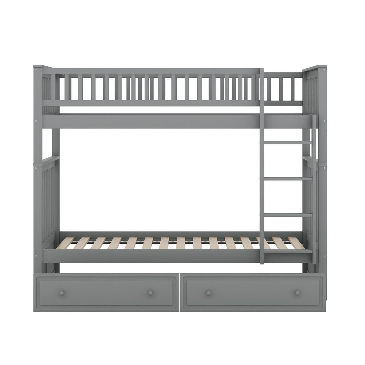 ETAGENBETT aus Kiefernholz und MDF 90x200 cm Grau mit 2 Schubladen, umbaubar zu 2 Tagesbetten - Grau, Holzwerkstoff (90/200cm) - IVMEU