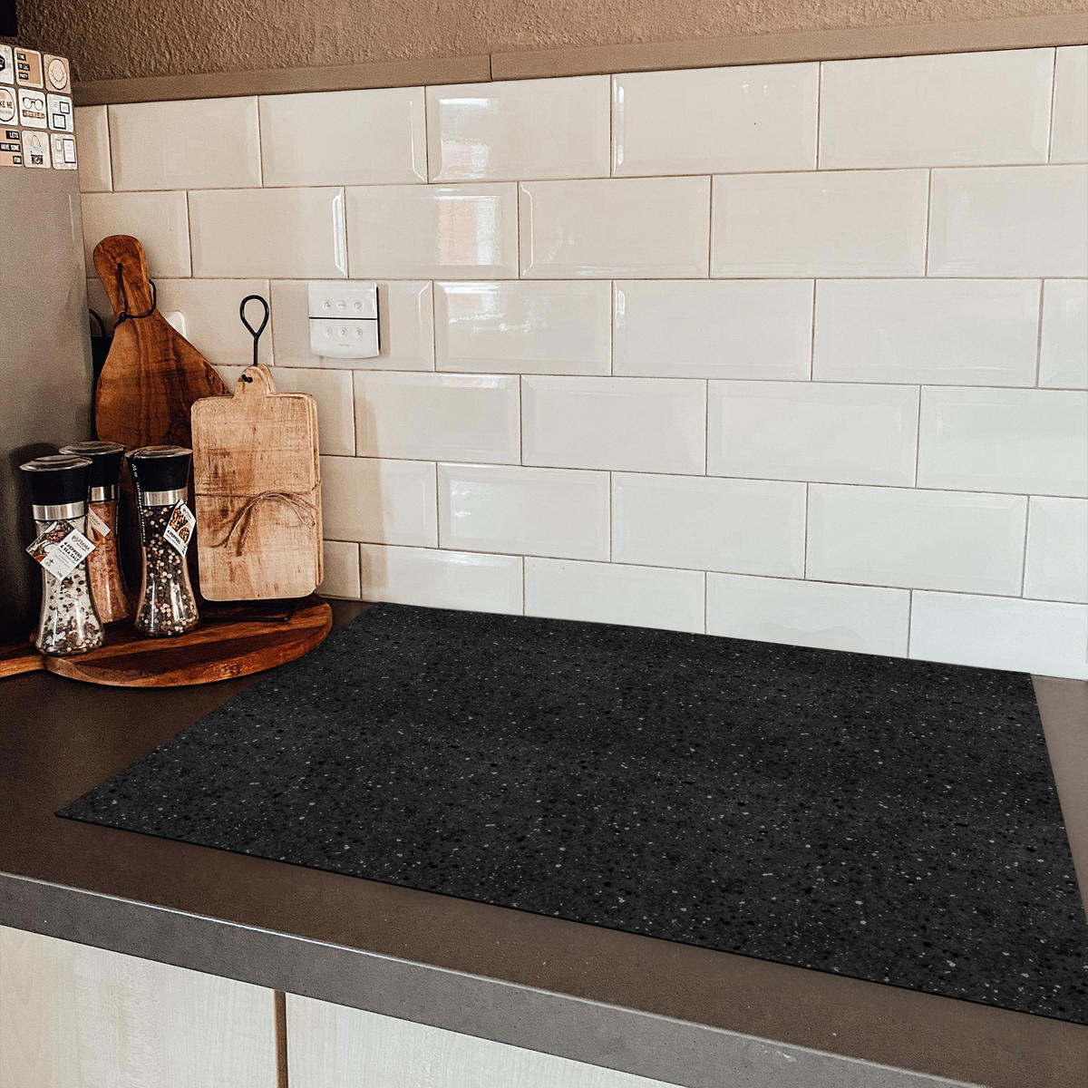 HERDABDECKPLATTE Granit - Schwarz - Grau Induktionsmatte 77x51 cm - Anthrazit, Kunststoff (77/51/0.2cm) - MuchoWow